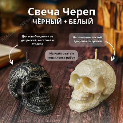 Свеча Череп черный + белый